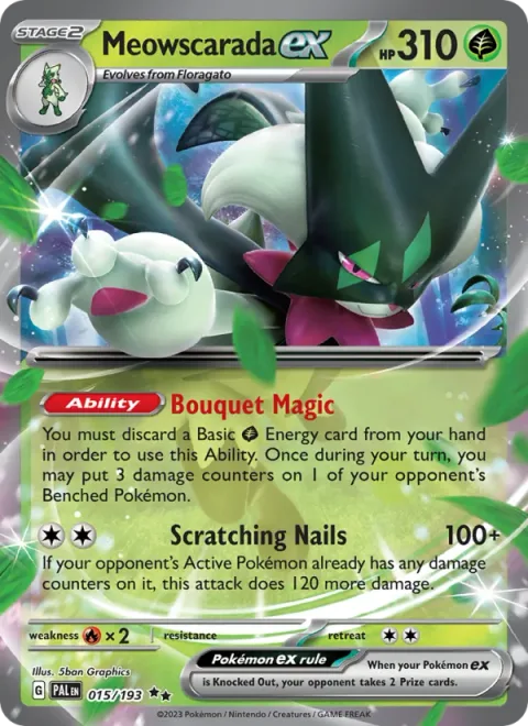 Meowscarada ex, card 015 from Paldea Evolved