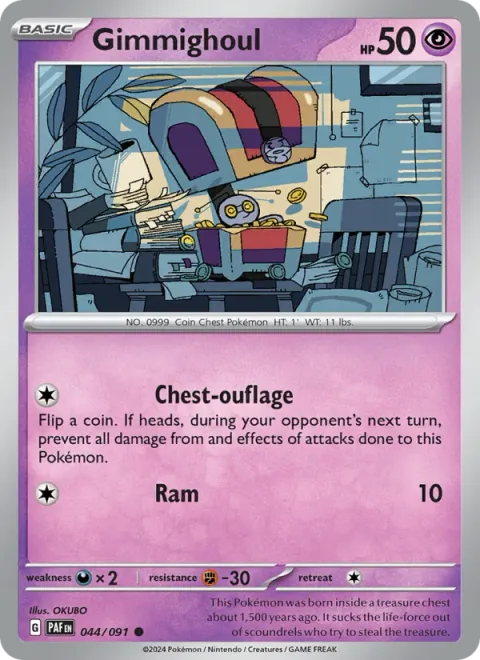 Gimmighoul, card 044 from Paldean Fates