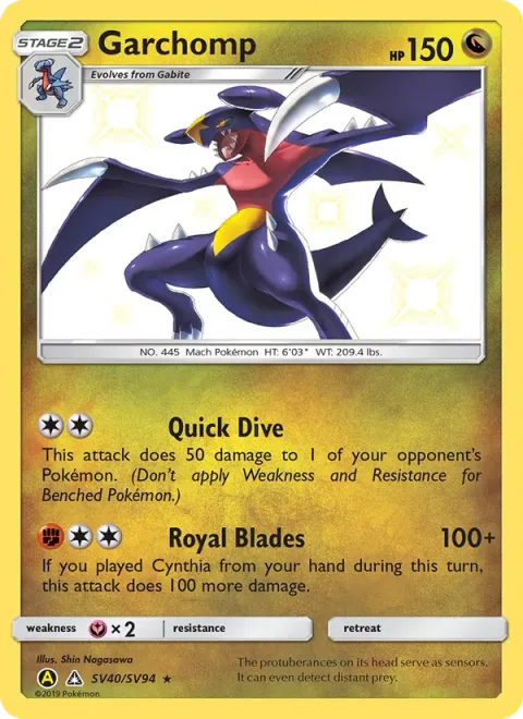 Garchomp, carte SV40 de Hidden Fates Shiny Vault