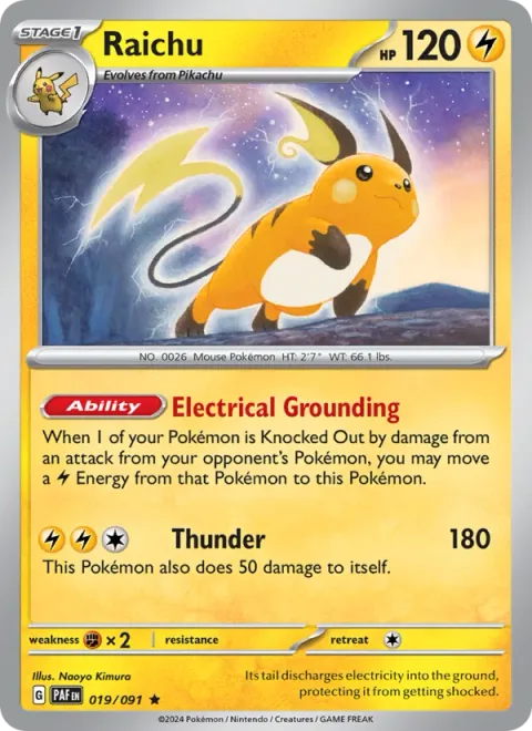 Raichu, card 019 from Paldean Fates