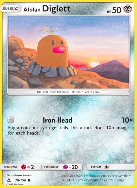 Alolan Diglett, card 78 from Ultra Prism