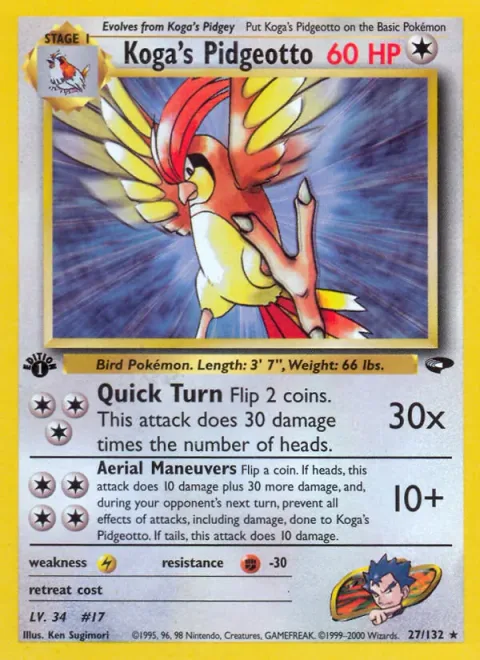 Koga's Pidgeotto, carte 27 de Gym Challenge