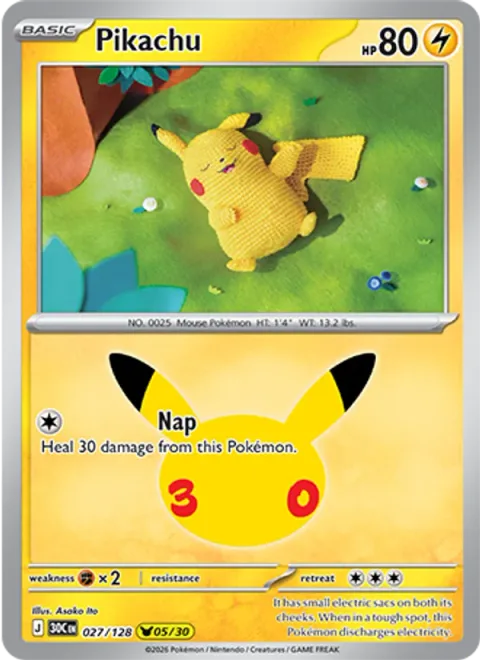 Pikachu, card 027 from 30th Celebration