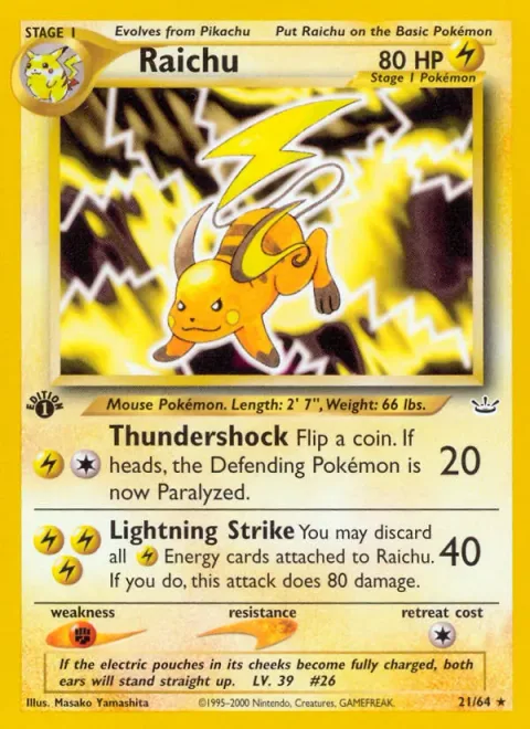 Raichu, card 21 from Neo Revelation