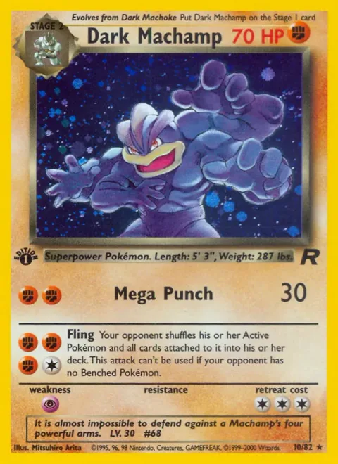 Dark Machamp, card 10 from Team Rocket