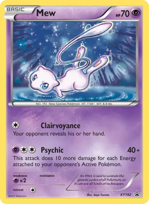 Mew, card XY192 from XY Black Star Promos