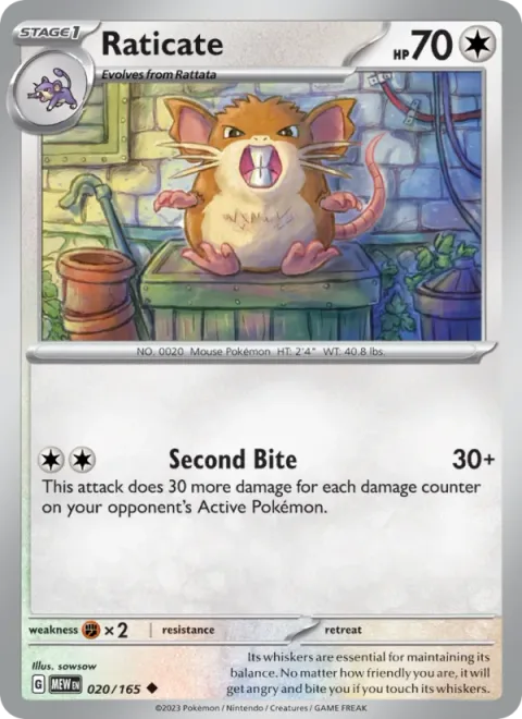 Raticate, carte 020 de 151