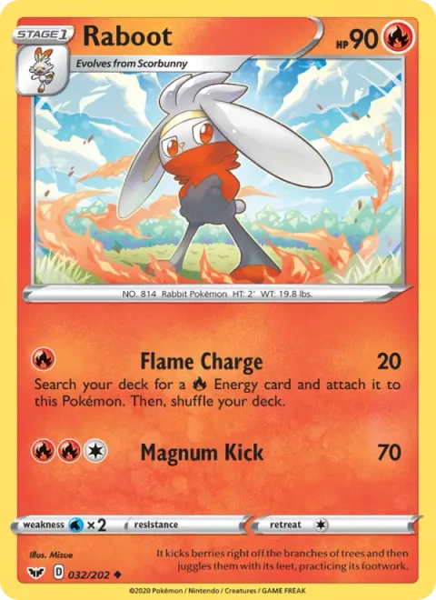 Raboot, card 32 from Sword & Shield