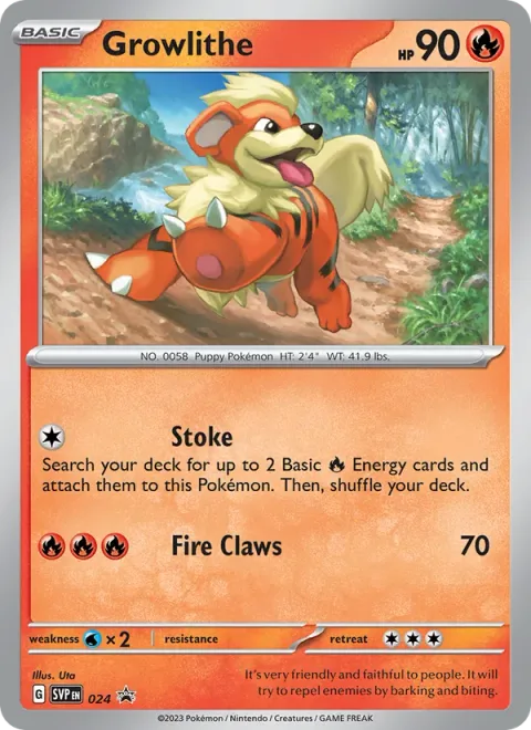 Growlithe, card 024 from SVP Black Star Promos