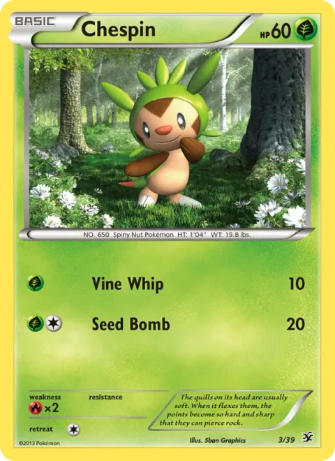 Chespin, card 3 from Kalos Starter Set