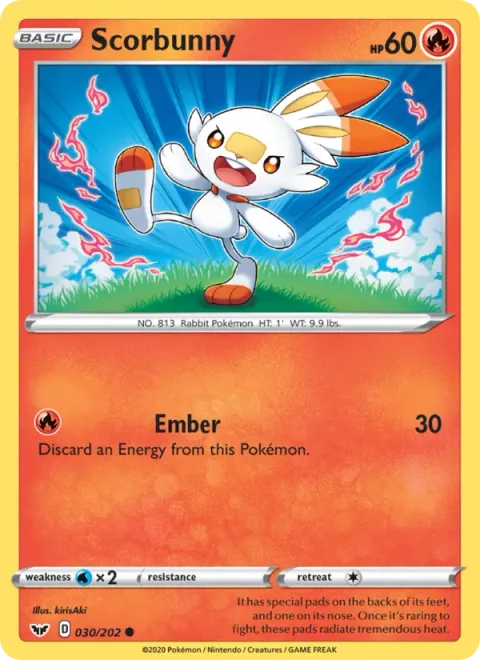 Scorbunny, carte 30 de Sword & Shield