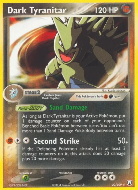 Dark Tyranitar, card 20 from Team Rocket Returns