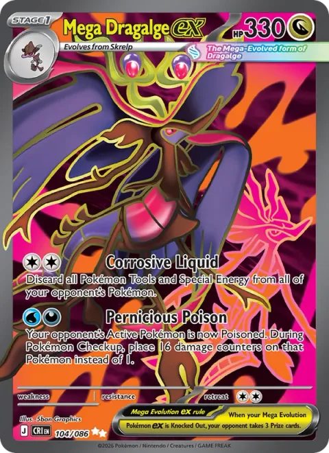Mega Dragalge ex, card 104 from Chaos Rising