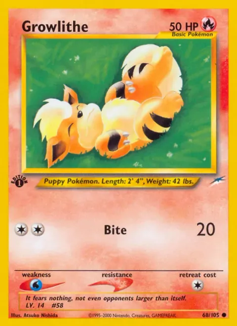 Growlithe, card 68 from Neo Destiny