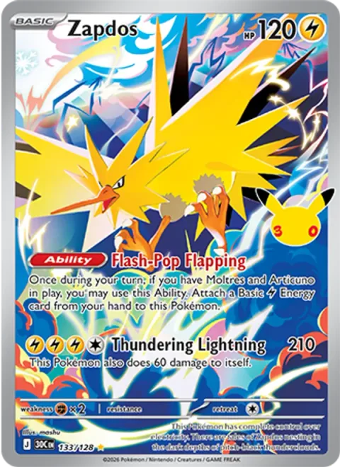 Zapdos, card 133 from 30th Celebration