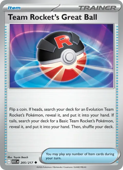 Team Rocket's Great Ball, card 205 from Ascended Heroes