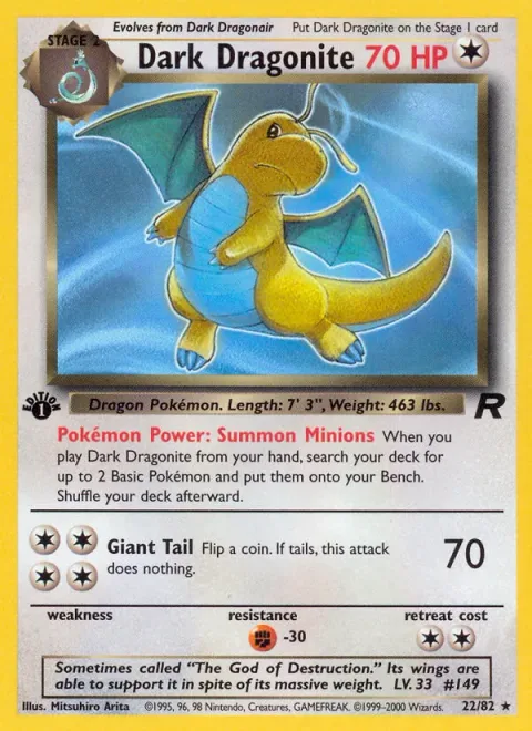 Dark Dragonite, card 22 from Team Rocket