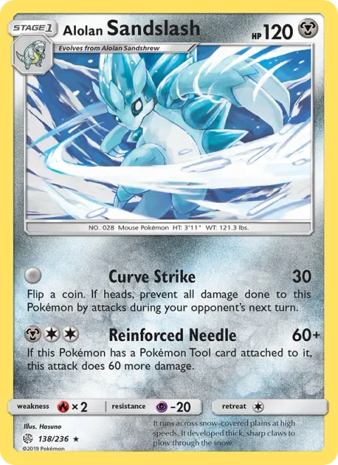 Alolan Sandslash, card 138 from Cosmic Eclipse