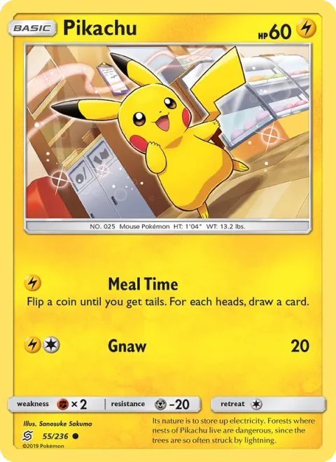 Pikachu, card 55 from Unified Minds