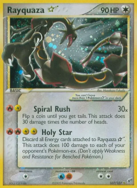 Rayquaza ☆, card 107 from Deoxys