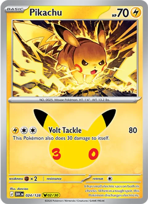 Pikachu, card 024 from 30th Celebration