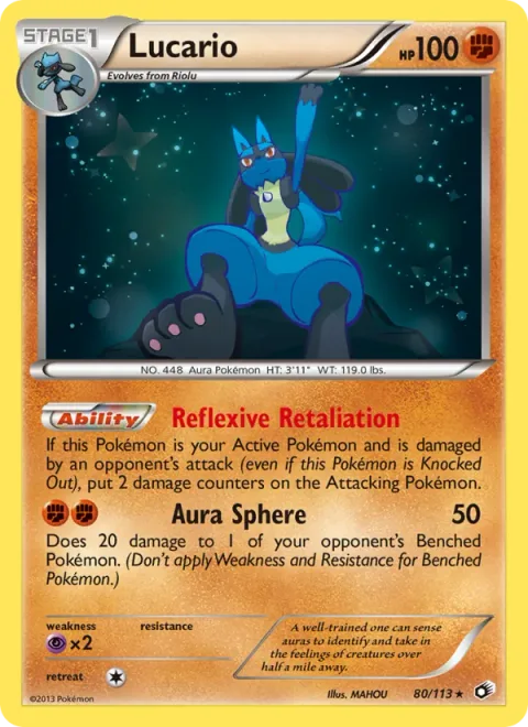 Lucario, card 80 from Legendary Treasures
