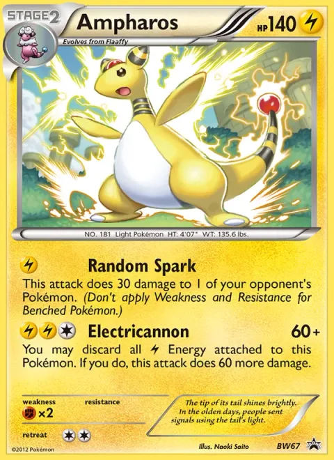 Ampharos, card BW67 from BW Black Star Promos