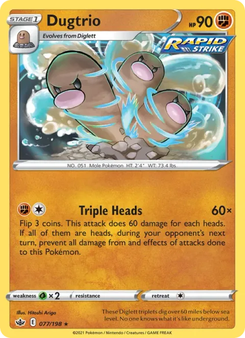 Dugtrio, card 77 from Chilling Reign