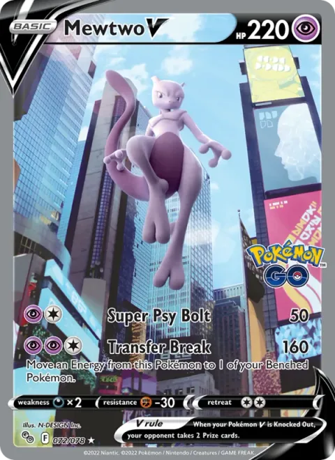 Mewtwo V, card 072 from Pokémon GO