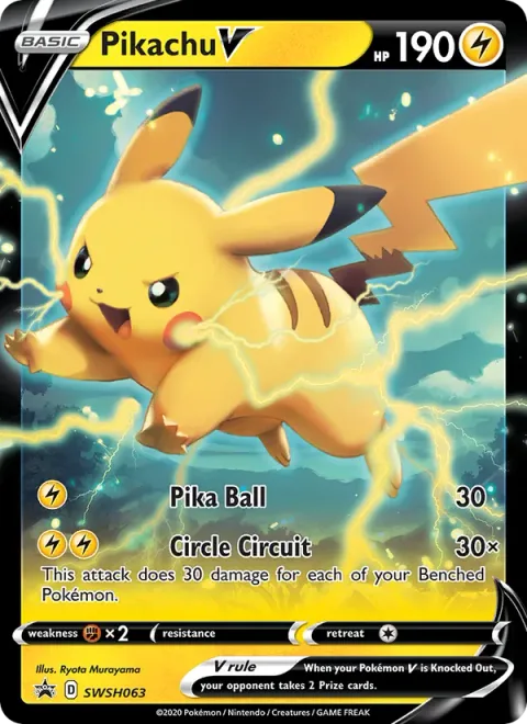 Pikachu V, card SWSH063 from SWSH Black Star Promos