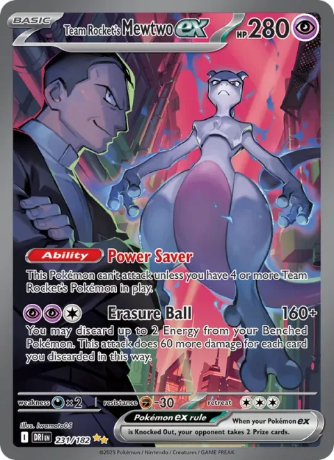 Team Rocket's Mewtwo ex, card 231 from Destined Rivals