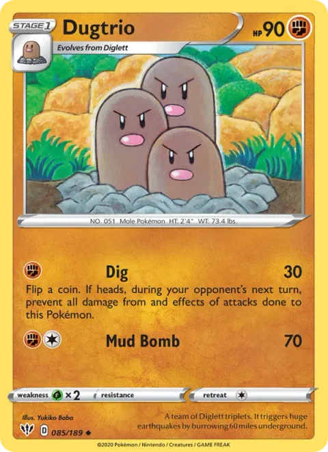 Dugtrio, card 85 from Darkness Ablaze