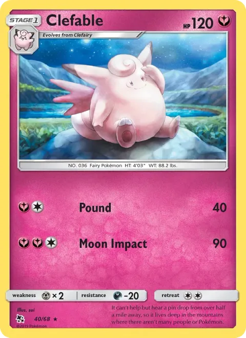 Clefable, card 40 from Hidden Fates