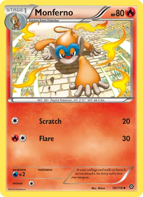 Monferno, card 19 from Steam Siege