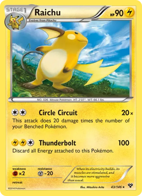 Raichu, card 43 from XY