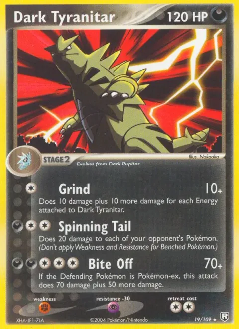 Dark Tyranitar, card 19 from Team Rocket Returns