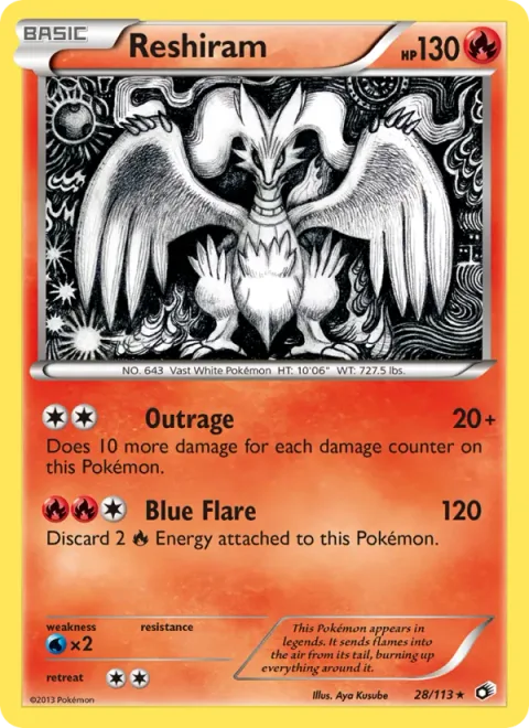 Reshiram, carte 28 de Legendary Treasures