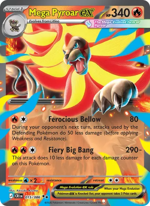 Mega Pyroar ex, card 015 from Chaos Rising