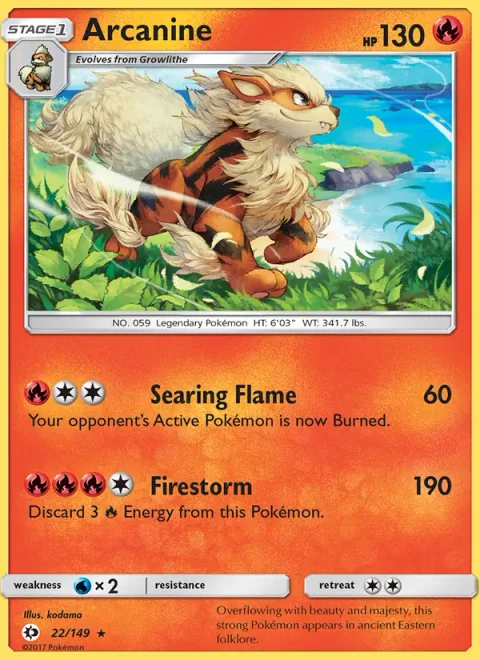 Arcanine, card 22 from Sun & Moon