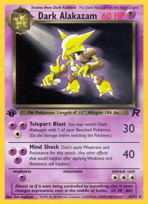 Dark Alakazam, card 18 from Team Rocket