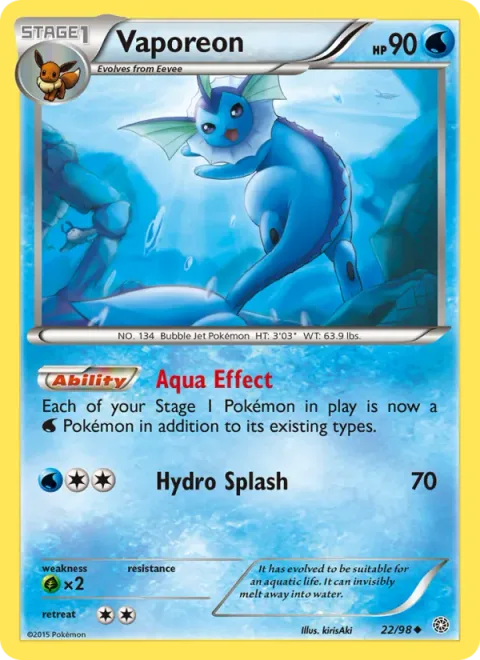 Vaporeon, carte 22 de Ancient Origins