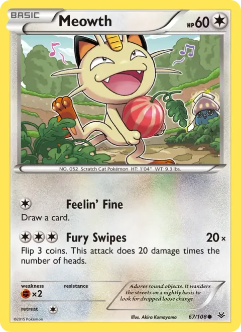 Meowth, card 67 from Roaring Skies
