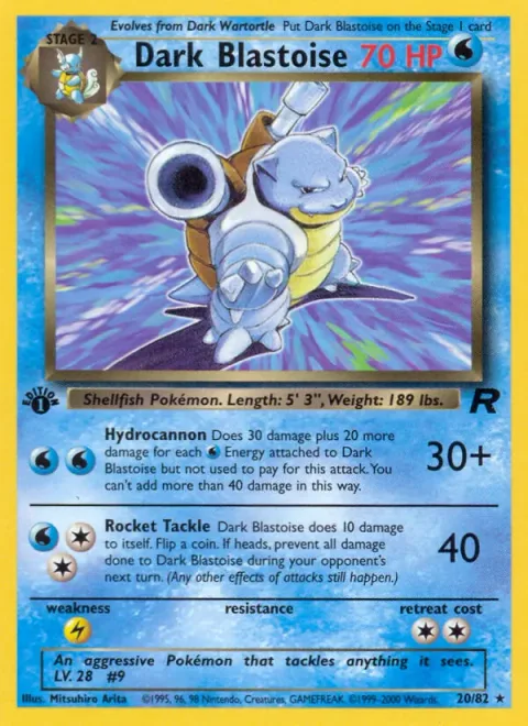 Dark Blastoise, card 20 from Team Rocket