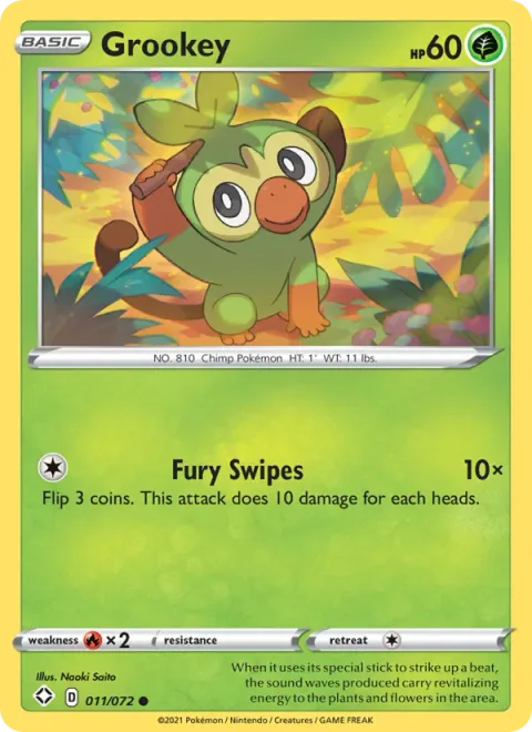 Grookey, card 11 from Shining Fates