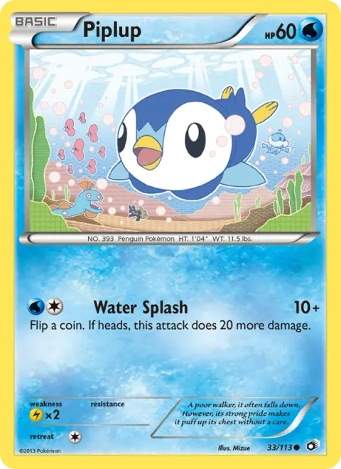 Piplup, card 33 from Legendary Treasures