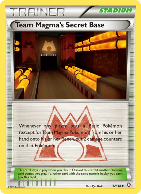 Team Magma's Secret Base, card 32 from Double Crisis