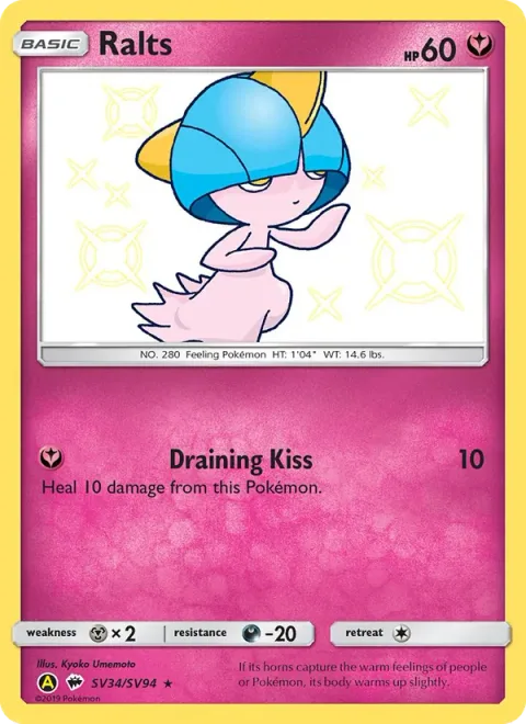 Ralts, carte SV34 de Hidden Fates Shiny Vault