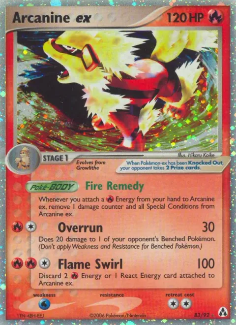 Arcanine ex, card 83 from Legend Maker