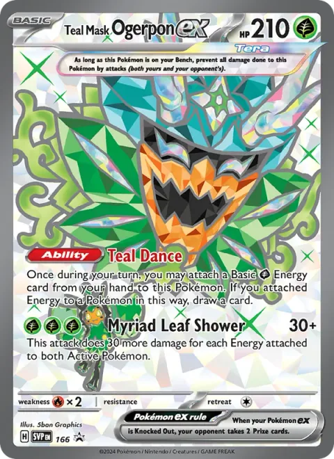 Teal Mask Ogerpon ex, card 166 from SVP Black Star Promos
