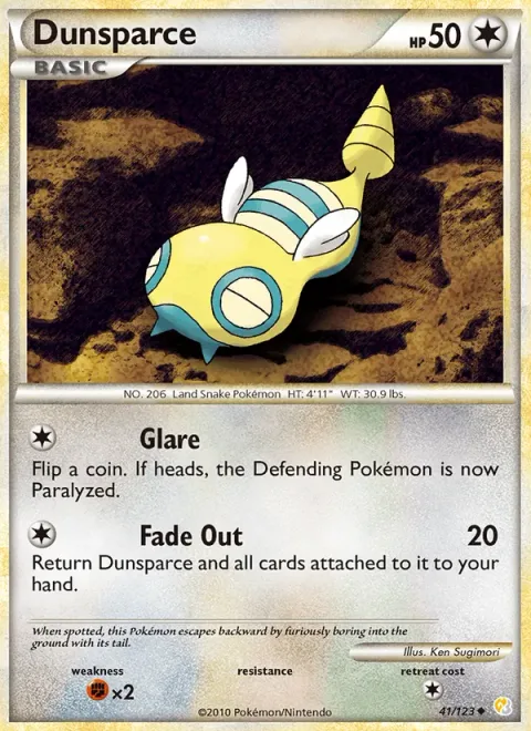 Dunsparce, card 41 from HeartGold SoulSilver